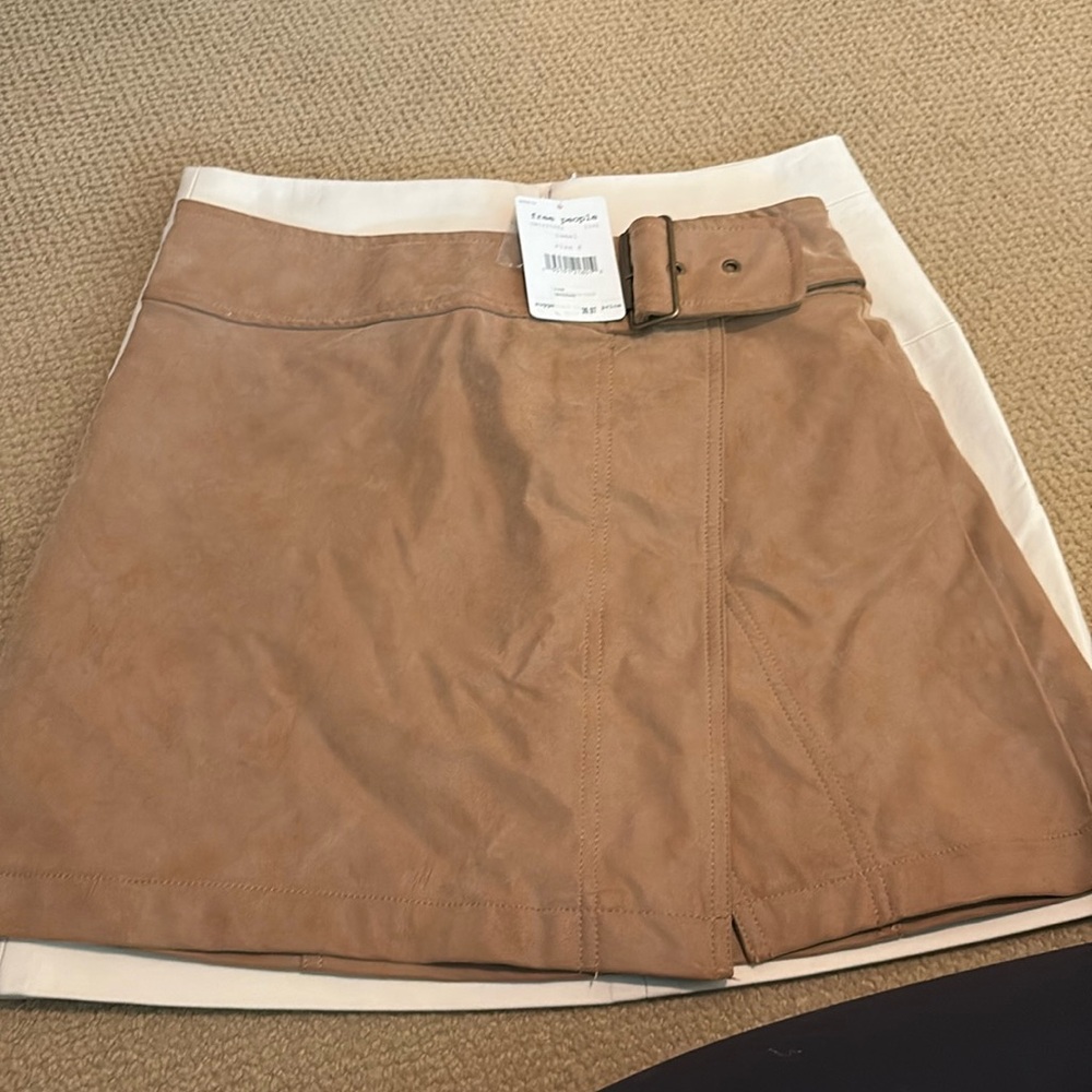 NWT Free People tan suede mini skirt size 4